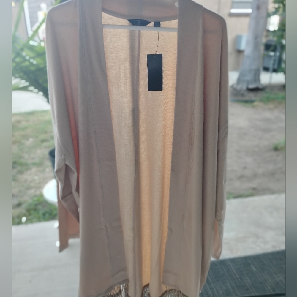 G By Giuliana tunic sweater jacket with fringe tassles